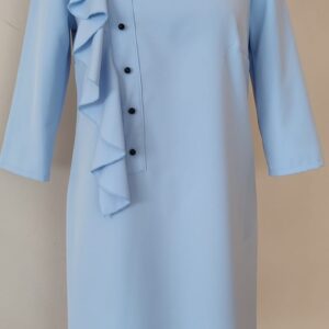 sukienka lazurowa z falbanką i koralikami