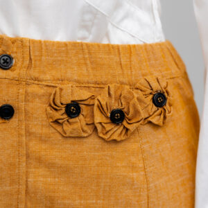 spódnica bursztynowy len z romantycznym akcentem