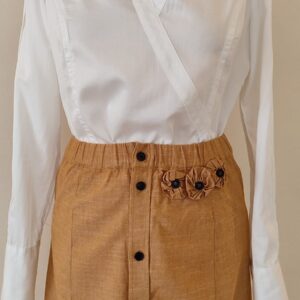 spódnica bursztynowy len z romantycznym akcentem