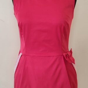 sukienka czerwona z kokardką i koronką