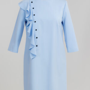 sukienka lazurowa z falbanką i koralikami